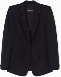Emporio Armani - Single-Breasted Jacket With A Lurex Pinstriped Motif - Lyst