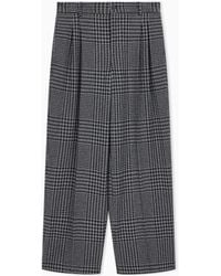 Emporio Armani - High-Waisted Pleated Trousers With A Houndstooth Pattern - Lyst