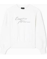 Emporio Armani - Sudadera De Cuello Redondo En Punto Doble Con Logotipo Bordado Asv - Lyst