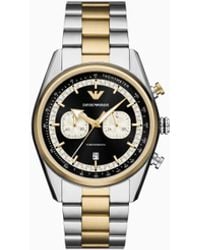 Emporio Armani - Chronograph Two-Tone Stainless Steel Watch - Lyst