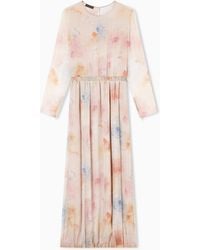 Emporio Armani - Silk Chiffon Dress With Blossom Print - Lyst