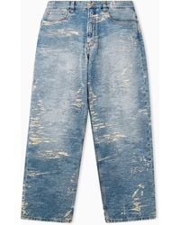 Emporio Armani - 5-Pocket Pants Denim With A Distressed Stone Washed Effect - Lyst