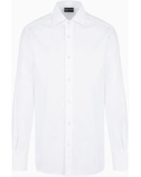 Emporio Armani - Cotton Shirt With All-Over Jacquard Logo Lettering Dots - Lyst