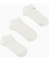 Emporio Armani - Three-pack Of Ankle Socks With Jacquard Eagle Logo - Lyst