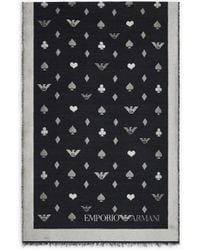 Emporio Armani - Stola Aus Doubleface-Wollmischung Mit Jacquard-Muster - Lyst