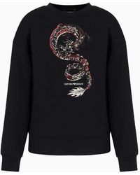 Emporio Armani - Sweatshirt With Oversized Dragon Embroidery - Lyst