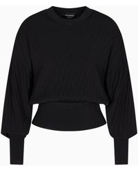 Emporio Armani - Travel Essentials Capsule Collection Viscose-Blend Jumper With An Embossed Motif - Lyst