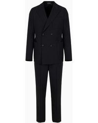 Emporio Armani - Double-breasted Virgin-wool Two-way Stretch Canvas Suit - Lyst