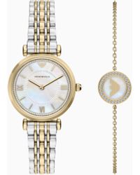Emporio Armani - Set Di Orologio Al Quarzo E Bracciale - Lyst