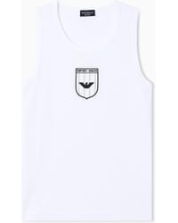 Emporio Armani - Icon Interlock Jersey Tank Top With Embroidery - Lyst