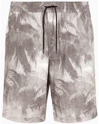 Emporio Armani - Asv Lyocell-blend Drawstring Bermuda Shorts With All-over Print - Lyst