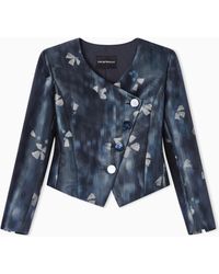 Emporio Armani - Ottoman Fabric Jacket With Fleur Dans L'Eau Print - Lyst