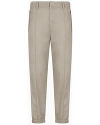 Emporio Armani - Comfortable Cotton Twill Trousers With Centre Crease And Stretch Cuffs - Lyst