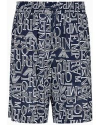 Emporio Armani - Beachwear-bermudashorts Aus Viskose Mit Allover-print - Lyst