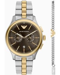 Emporio Armani - Quartz Chronograph Watch And Bracelet Set - Lyst