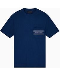 Emporio Armani - Camiseta De Punto En Mezcla De Lyocell Con Logotipo Efecto Tridimensional - Lyst