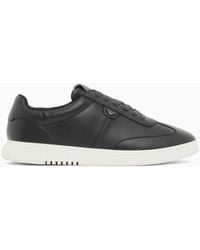 Emporio Armani - Leather Sneakers With Eagle Plate - Lyst