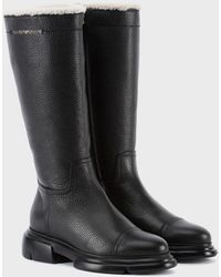 Stivali in pelle stampa cervo con maxi suola | EMPORIO ARMANI Donna