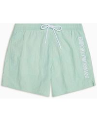 Emporio Armani - Crinkle Swim Shorts With Logo Embroidery On The Side - Lyst