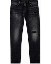 Emporio Armani - Five-Pocket Jeans Slim Fit Distressed With Paint Splatters - Lyst