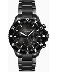 Emporio Armani - Chronograph Black Ceramic Watch - Lyst