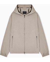 Emporio Armani - Technical-Seersucker Fabric Hooded Blouson - Lyst
