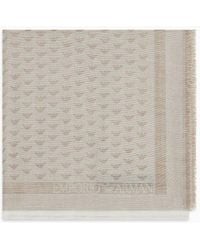 Emporio Armani - Virgin Wool-blend Foulard With All-over Micro Eagles - Lyst