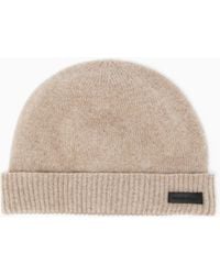 Emporio Armani - Pure Cashmere Beanie With Ribbed Cuff Essential - Lyst