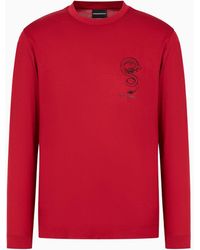 Emporio Armani - Pull Armani Sustainability Values En Jersey Mélange Lyocell Avec Broderie Dragon - Lyst