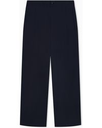 Emporio Armani - Regular Fit Cotton Poplin Trousers With Elasticated Waist - Lyst