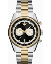 Emporio Armani - Chronograph Two-Tone Stainless Steel Watch - Lyst