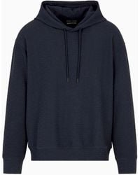 Emporio Armani - Asv Jersey-Lyocell Blend Hooded Sweatshirt With All-Over Lettering - Lyst