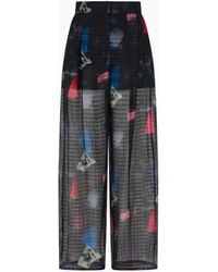 Emporio Armani - Bundfalten-Hose Aus Seide Mit Mikrokaro-Muster Und Abstraktem Print - Lyst