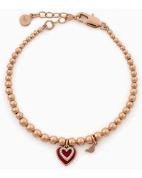 Emporio Armani - Bracelet De Perles En Laiton Doré Rose - Lyst