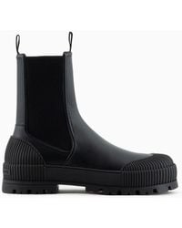 Emporio Armani - Leather Beatle Boots With Rubber Toe And Sole - Lyst