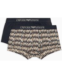 Emporio Armani - Two-pack Of Boxer Briefs With A Mixed Pattern Print - Lyst