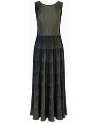 Emporio Armani - Kleid Mit Ausgestelltem Saum Und Volant In Rippenstrick-verarbeitung - Lyst