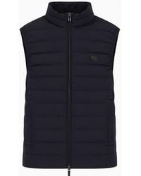 Emporio Armani - Sleeveless Full-zip Down Jacket In Quilted Nylon With Eagle Logo Patch - Lyst