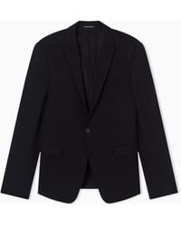 Emporio Armani - Plain Worsted Wool Single-Breasted Jacket - Lyst