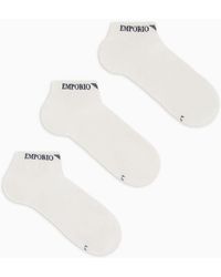 Emporio Armani - Lot Composé De 3 Paires De Chaussettes Basses Avec Logo Jacquard - Lyst