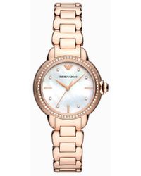 Emporio Armani - Three-hand Rose Gold-tone Stainless Steel Watch - Lyst