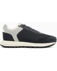 Emporio Armani - Cordura Sneakers With Suede Details And Side Logo - Lyst