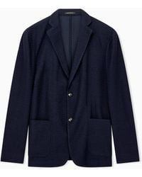 Emporio Armani - Knit-Effect Jersey Blazer With Chevron Pattern Signature Capsule - Lyst