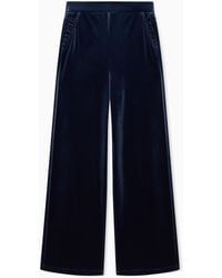 Emporio Armani - Wide-Leg Stretch Chenille Trousers With Side Pockets - Lyst