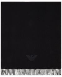 Emporio Armani - Decorative Scarf Essential With Eagle Print And Fringes - Lyst