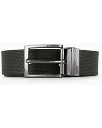 Emporio Armani - Reversible Leather Belt In Weave Print - Lyst