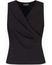 Emporio Armani - Top Mit Drapierung Aus Fließendem Crêpe - Lyst