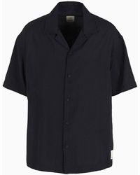 Emporio Armani - Sustainability Values Capsule Collection Recycled Modal Short-sleeved Shirt With Embroidery - Lyst