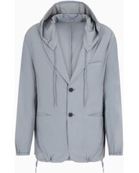 Emporio Armani - Einreihiger Blazer Mit Kapuze Aus Stretch-Nylon - Lyst
