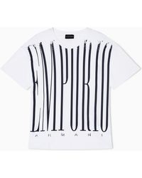 Emporio Armani - Lightweight Jersey T-Shirt With Oversized Emporio Lettering - Lyst